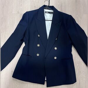 Zara DOUBLE BREASTED TEXTURED WEAVE BLAZER NWOT